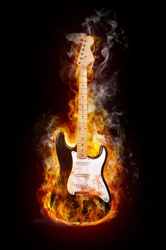 Red Flames Guitar Digitally Printed Photo Roller Blind - Image 2