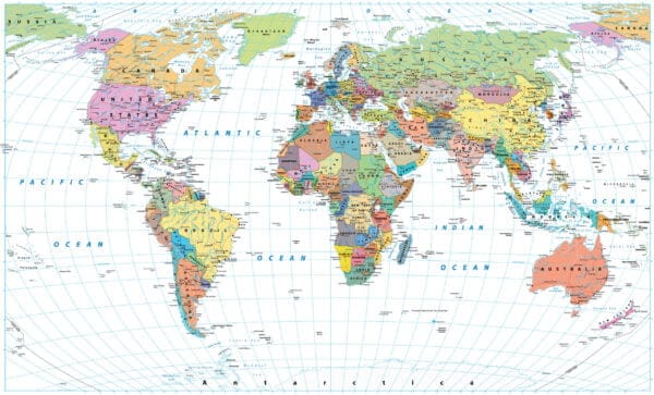 Detailed World Map Digitally Printed Photo Roller Blind - Image 2